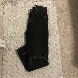 Zara Black Ripped Mom Jeans